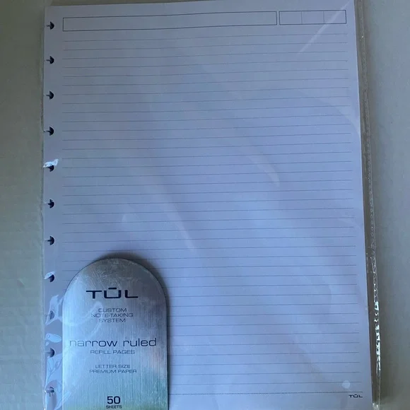TUL Disc Bound Narrow Ruled Refill Pages Letter Size Premium Paper 50 Sheets New - Picture 2 of 11